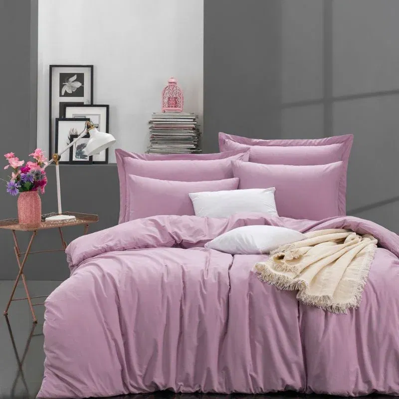 Lenjerii de pat - Set lenjerie bumbac ranforce Fresh Color - Lila, 200x220 cm, 2 fete de perna cearsaf