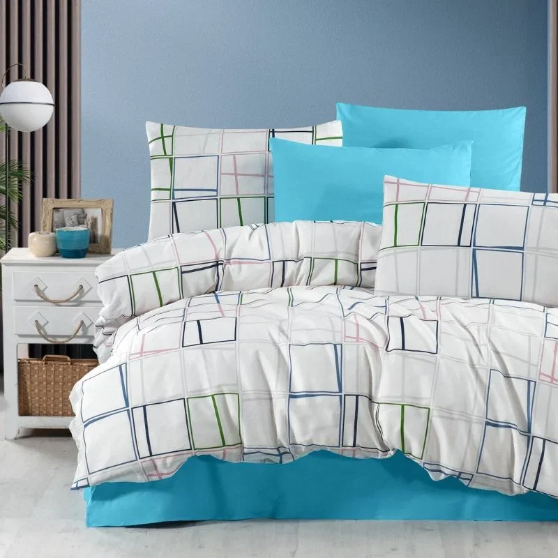Cele mai noi - Set lenjerie de pat bumbac poliester 160x220 cm, model modern