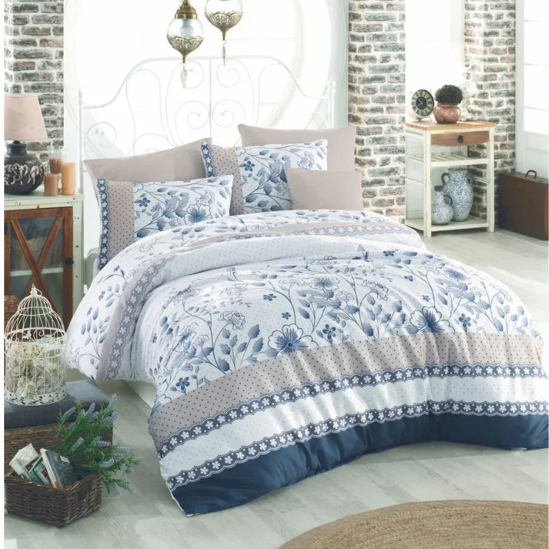 Cele mai noi - Set lenjerie de pat bumbac ranforce 160x220 cm, stil rafinat si material premium