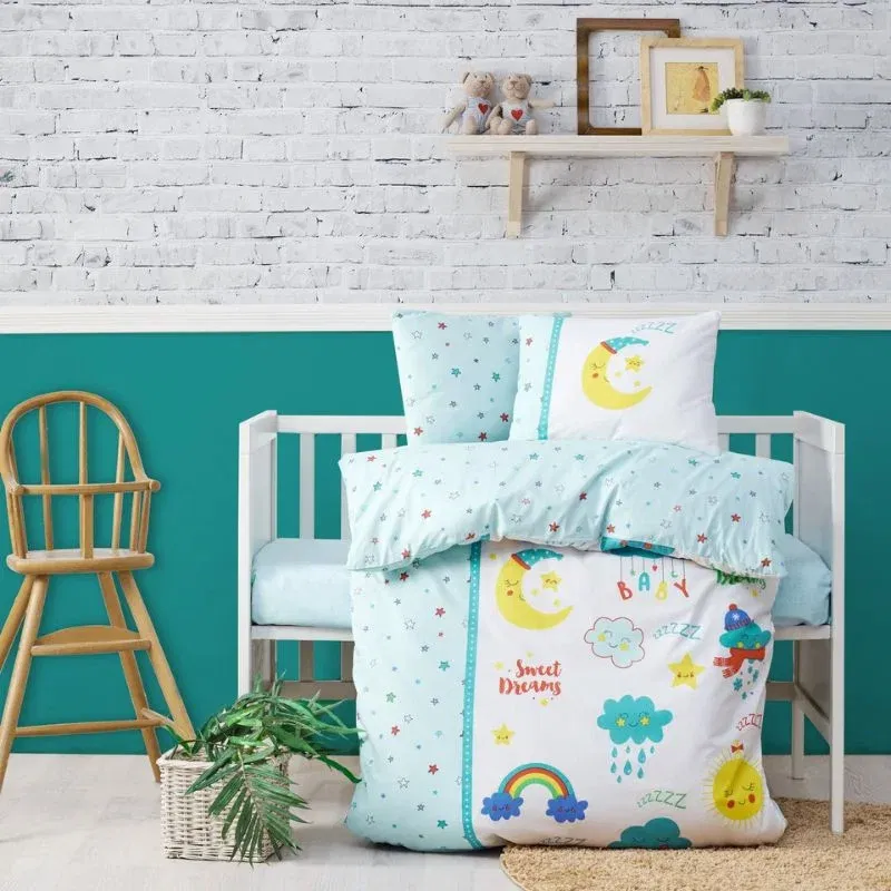 Set lenjerie de pat copii 100x150 cm, imprimeu vesel, pilota si cearsaf [0]