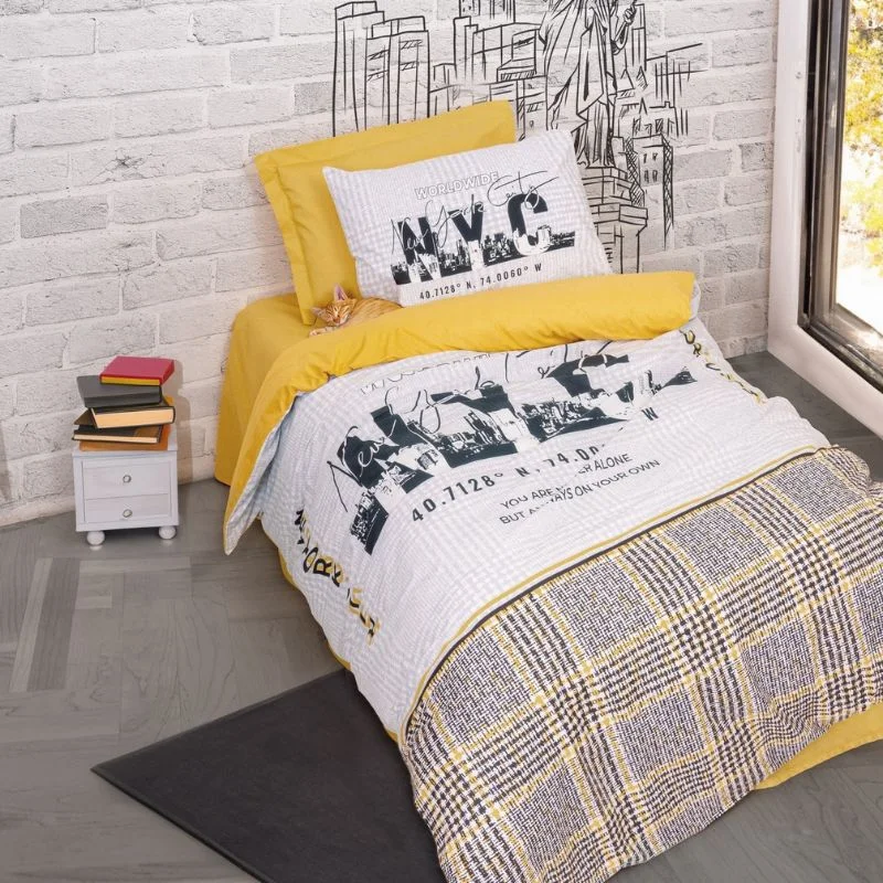 Set lenjerie de pat din bumbac, design contemporan cu tematica New York [0]