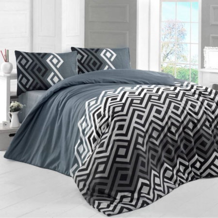 Cele mai noi - Set lenjerie de pat din bumbac, design modern cu imprimeu geometric