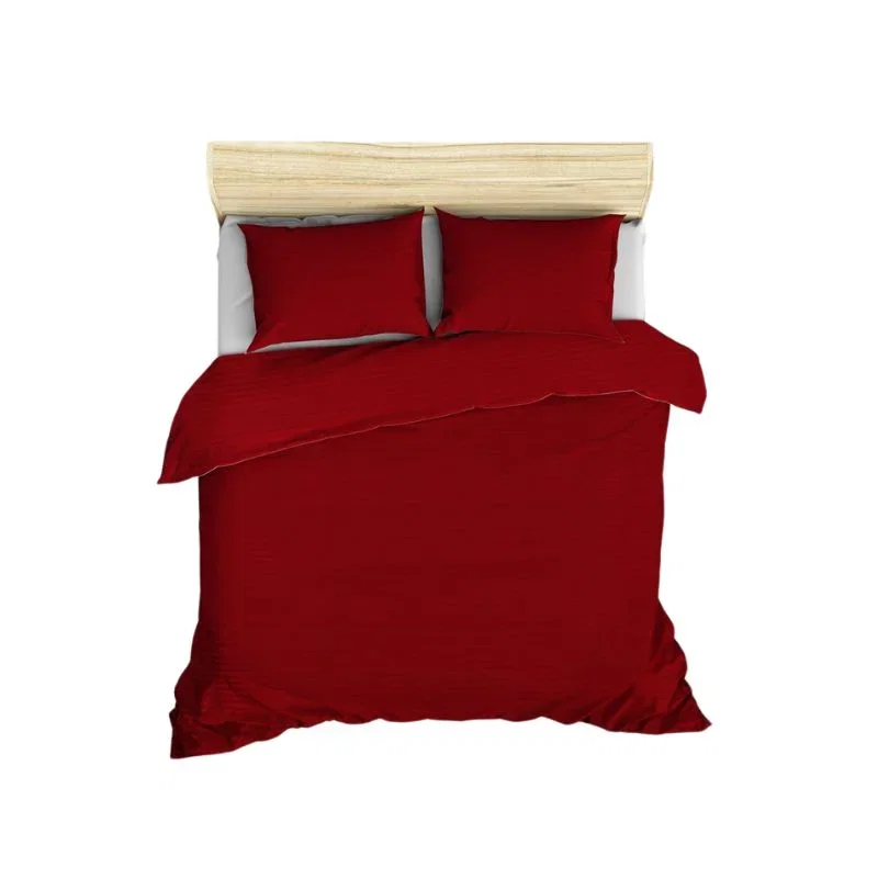 Set lenjerie de pat lux 200x220 cm, rosu claret, bumbac satinat, textura fina [1]