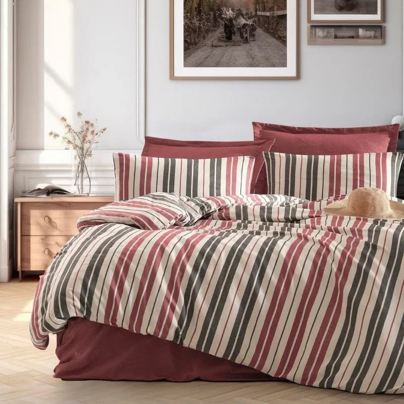 Cele mai noi - Set lenjerie pat dublu Monaco - Claret Red, bumbac si poliester, 200x220 cm