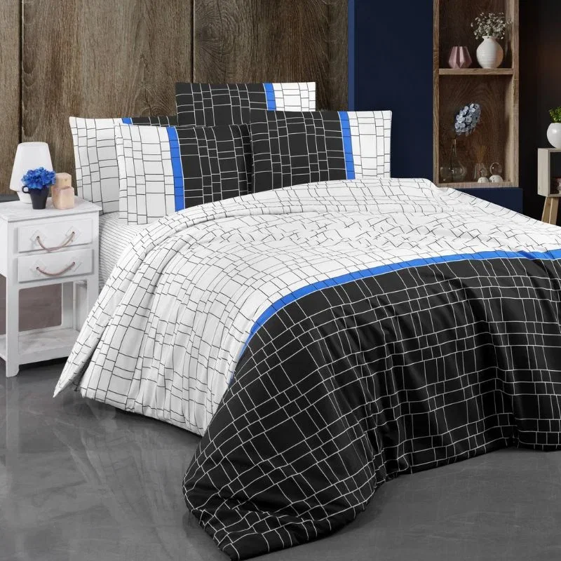 Cele mai noi - Set lenjerie pat dublu Patya, bumbac si poliester, 200x220 cm
