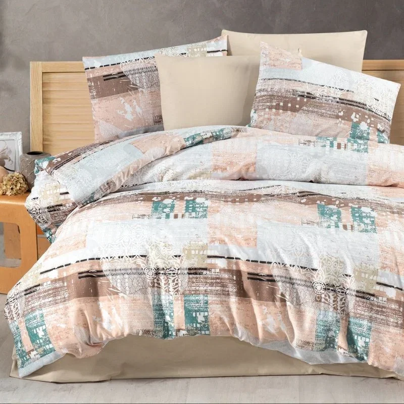 Cele mai noi - Set lenjerie pat dublu Scarlett - Multicolor, bumbac si poliester, 200x220 cm