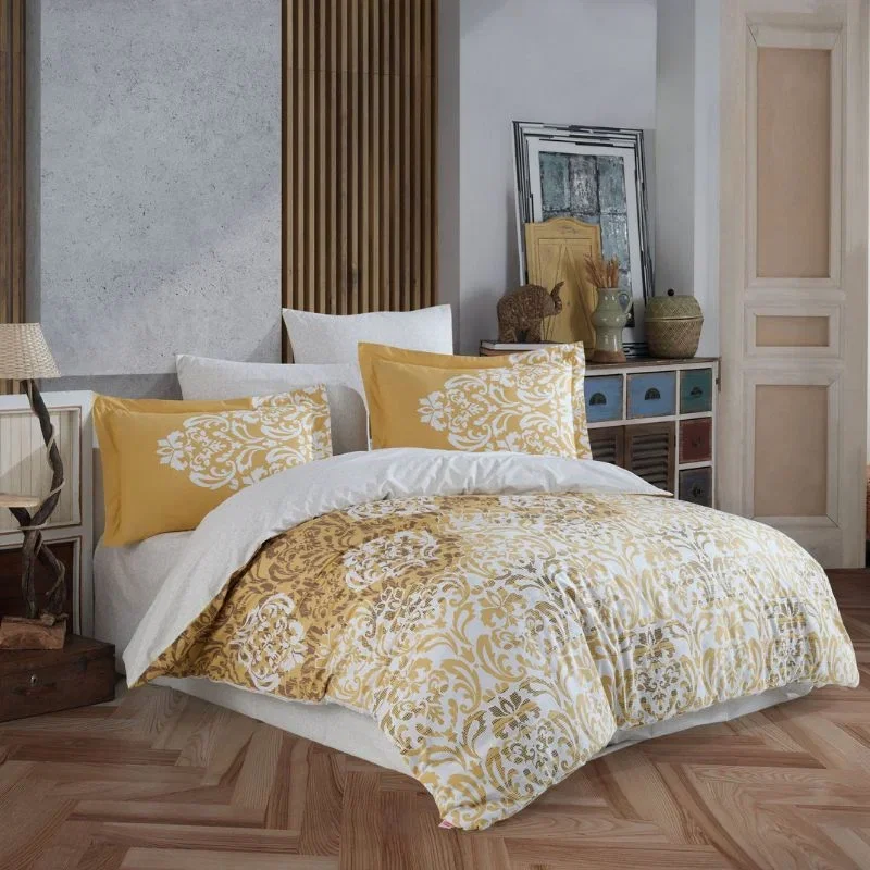 Cele mai noi - Set lenjerie pat dublu Serenity - Gold, bumbac poplin, 200x220 cm