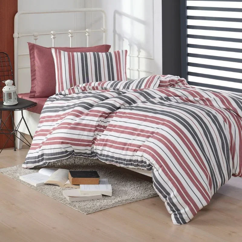 Cele mai noi - Set lenjerie pat o persoana Monaco - Claret Red, bumbac si poliester, 140x200 cm