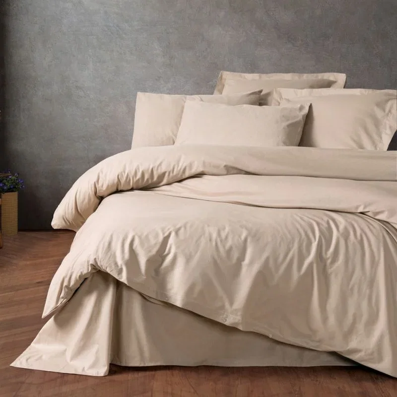 Cele mai noi - Set lenjerie pat o persoana Plain - Bej, bumbac, 160x220 cm