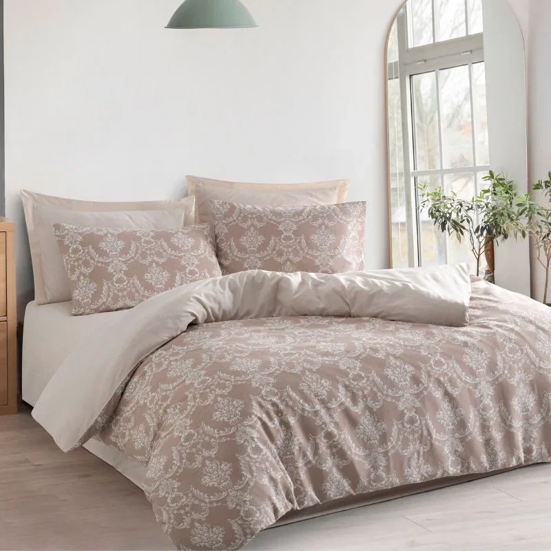 Cele mai noi - Set lenjerie pat o persoana Pure - Maro, bumbac si poliester, 160x220 cm
