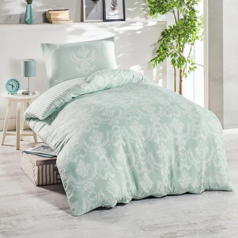 Cele mai noi - Set lenjerie pat o persoana Pure - Verde, bumbac si poliester, 140x200 cm