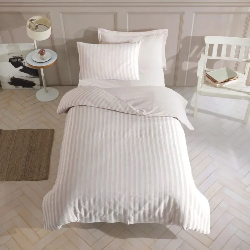 Cele mai noi - Set lenjerie pat o persoana Road Potlu - Bej, bumbac si poliester, 160x220 cm