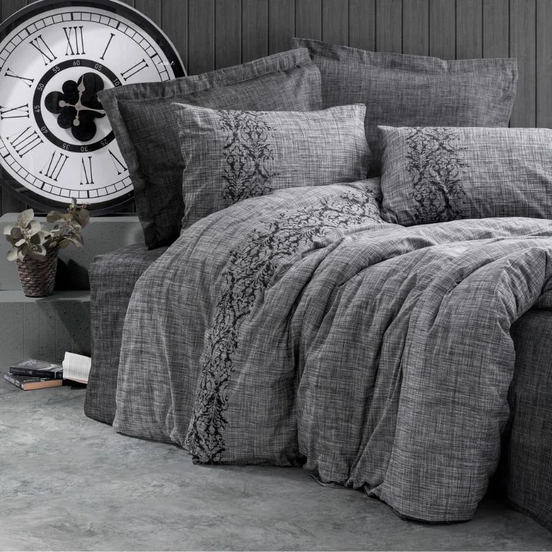 Cele mai noi - Set lenjerie pat o persoana Sooty - Grey, bumbac, 160x220 cm
