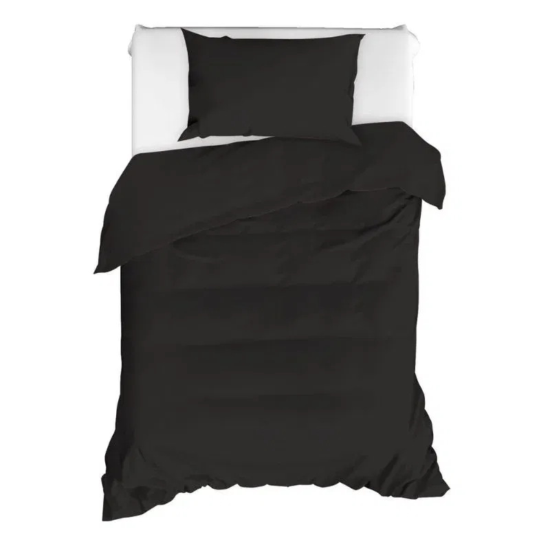 Set lenjerie pat ranforce Fresh Color - Negru, 160x220 cm, 2 fete de perna [1]