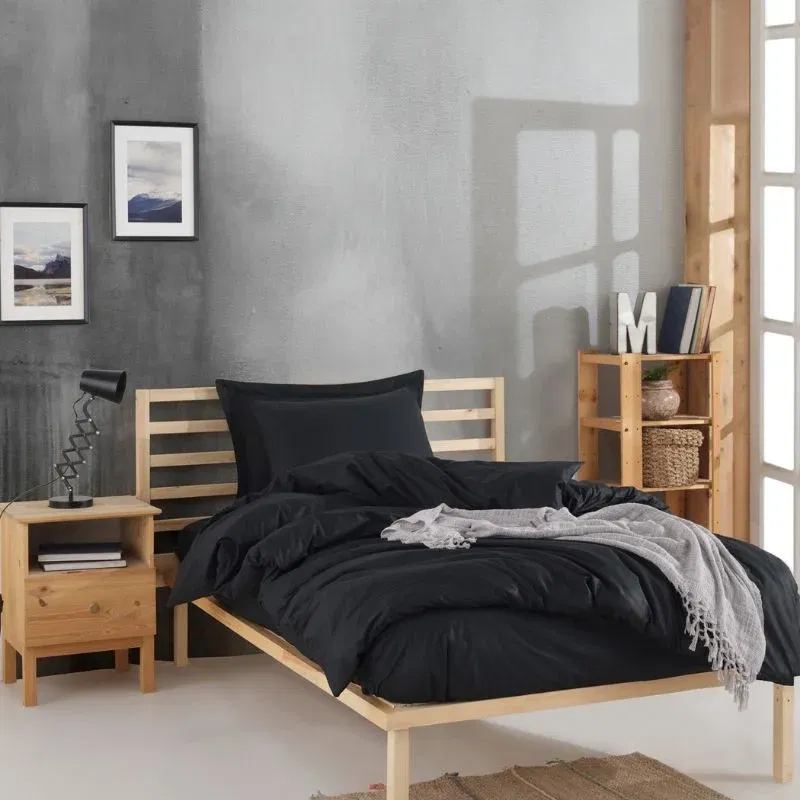 Set lenjerie pat ranforce Fresh Color - Negru, 160x220 cm, 2 fete de perna [0]