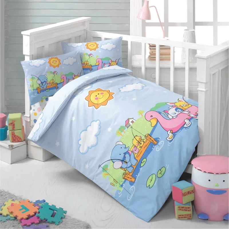 Set lenjerie ranforce - Albastru, 100x150 cm, 2 fete de perna, cearsaf [0]