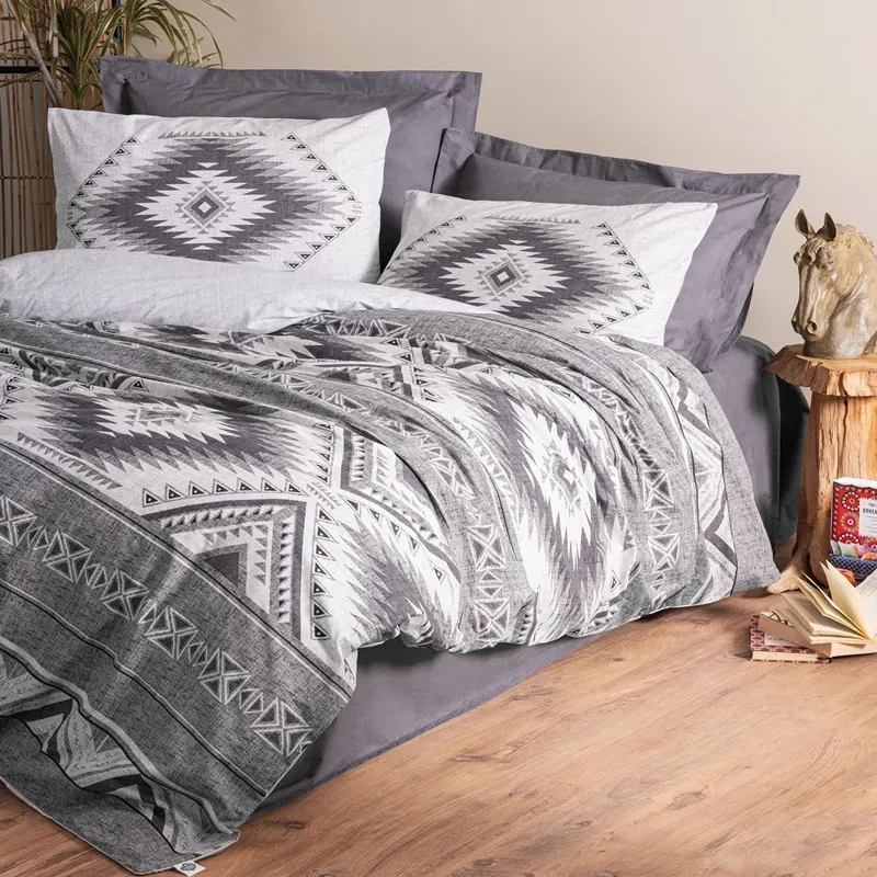 Set lenjerie ranforce Delos - Antracit, 160x220 cm, 1 fata de perna, cearsaf [0]