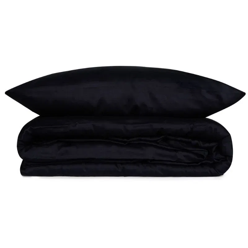 Set lenjerie satinata Elegant - Bleumarin, 200x220 cm, 4 fete de perna, cearsaf [3]