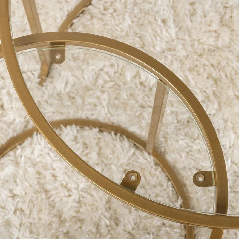 Set masute de cafea auriu-Transparent, design elegant, sticla securizata [2]