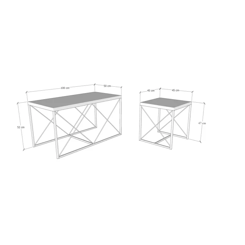 Set masute de cafea Defne antracit, negru, cu picioare metalice si design industrial [2]