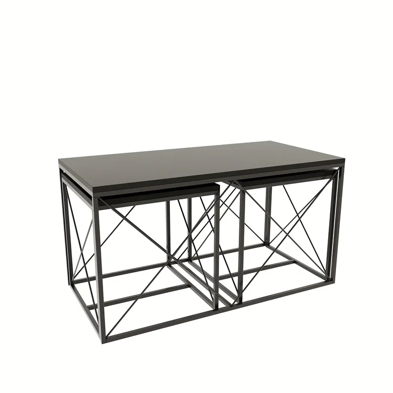 Set masute de cafea Defne antracit, negru, cu picioare metalice si design industrial [3]