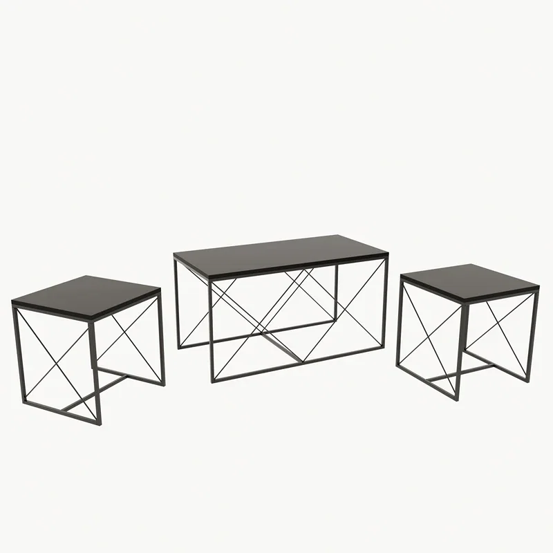 Set masute de cafea Defne antracit, negru, cu picioare metalice si design industrial [4]
