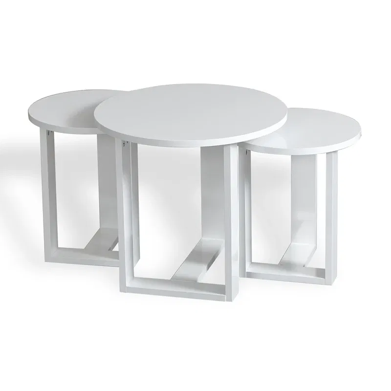 Set masute Mira, alb, 3 piese, masute suprapuse, stil modern minimalist [3]