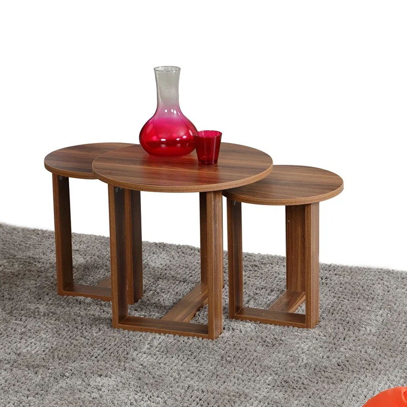 Cele mai noi - Set masute Mira, nuc, 3 piese, masute suprapuse, eleganta si functionalitate