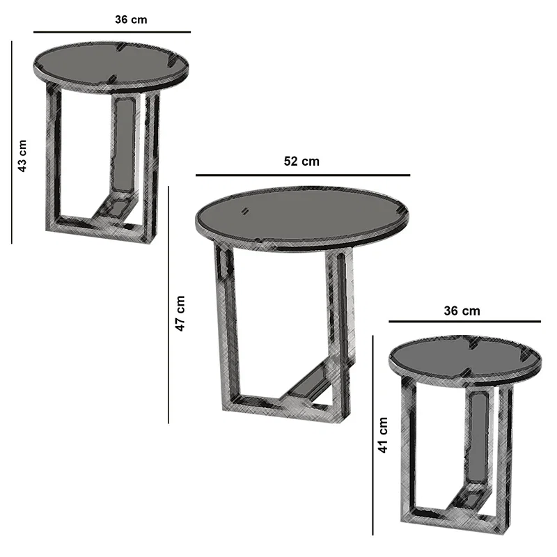 Set masute Mira, nuc, 3 piese, masute suprapuse, eleganta si functionalitate [4]