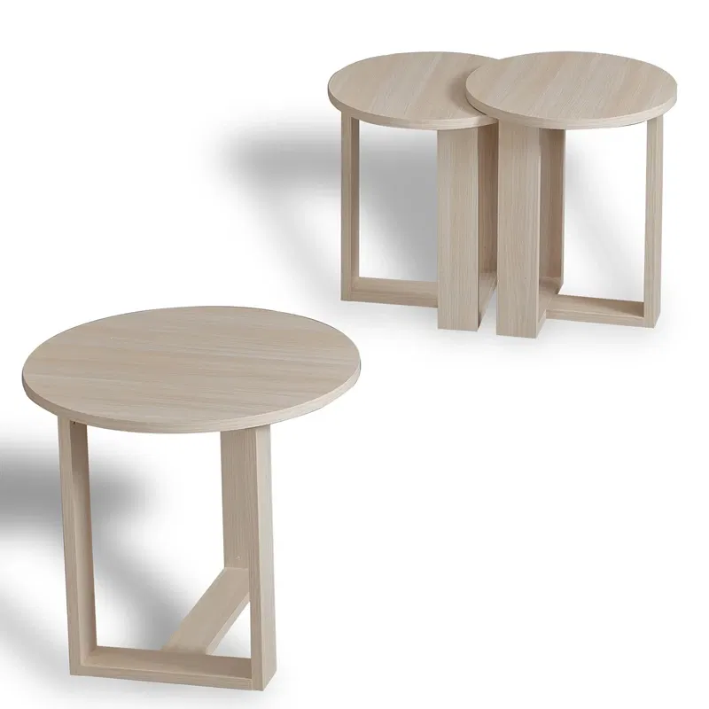 Set masute Mira, stejar, 3 piese, masute suprapuse, stil modern [4]