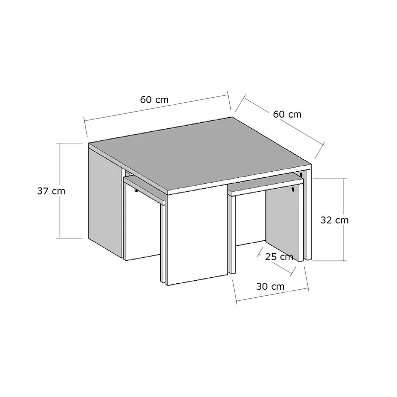 Set masute Ortanca, stejar safir, design modular, 5 piese versatile [2]