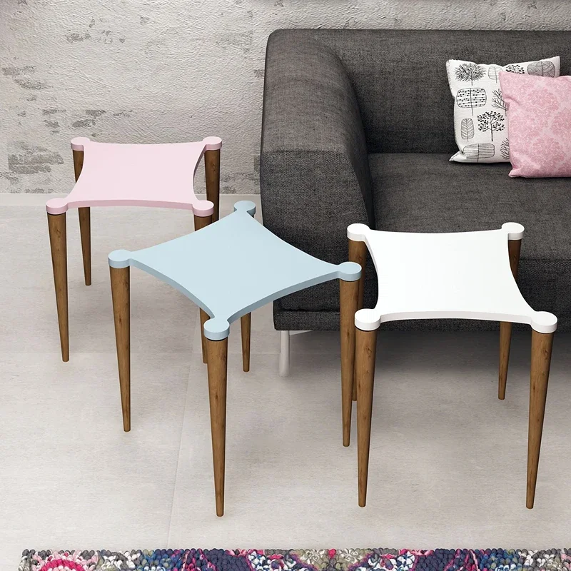 Set masute Tremo, alb, roz, albastru, nuc, 3 piese, design elegant [1]