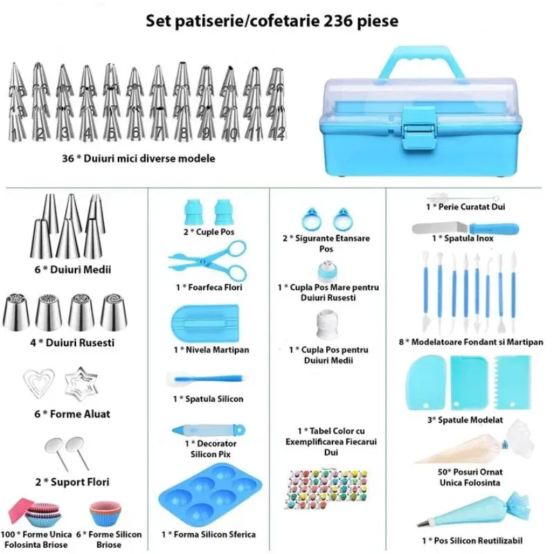 Set pentru decorarea prajiturilor cu 236 de accesorii [4]
