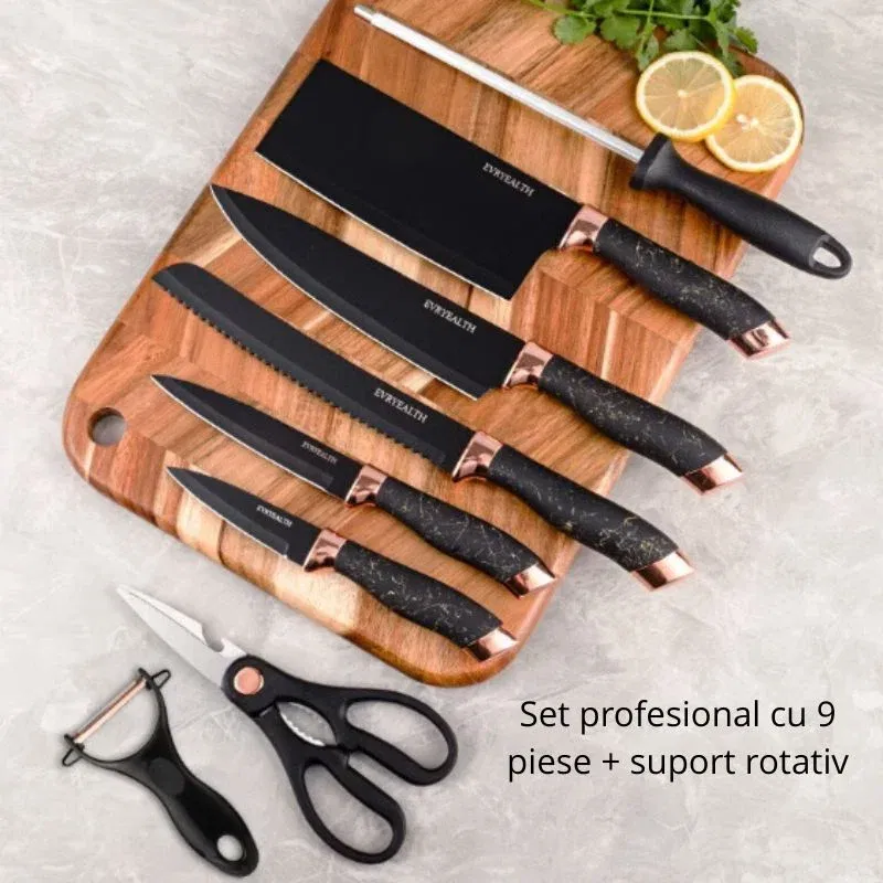 Set profesional bucatarie 9 piese cu suport rotativ [3]