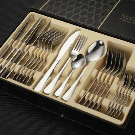 Set tacamuri stil portughez 24 piese argintiu din otel inoxidabil [1]