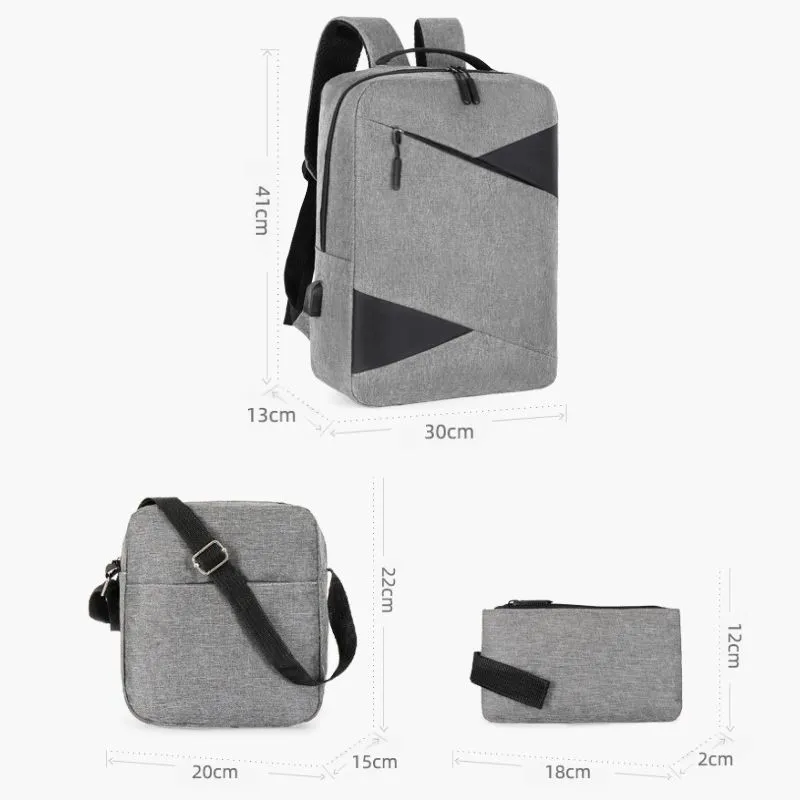 Set Trio Rucsac Laptop cu USB Gri [9]