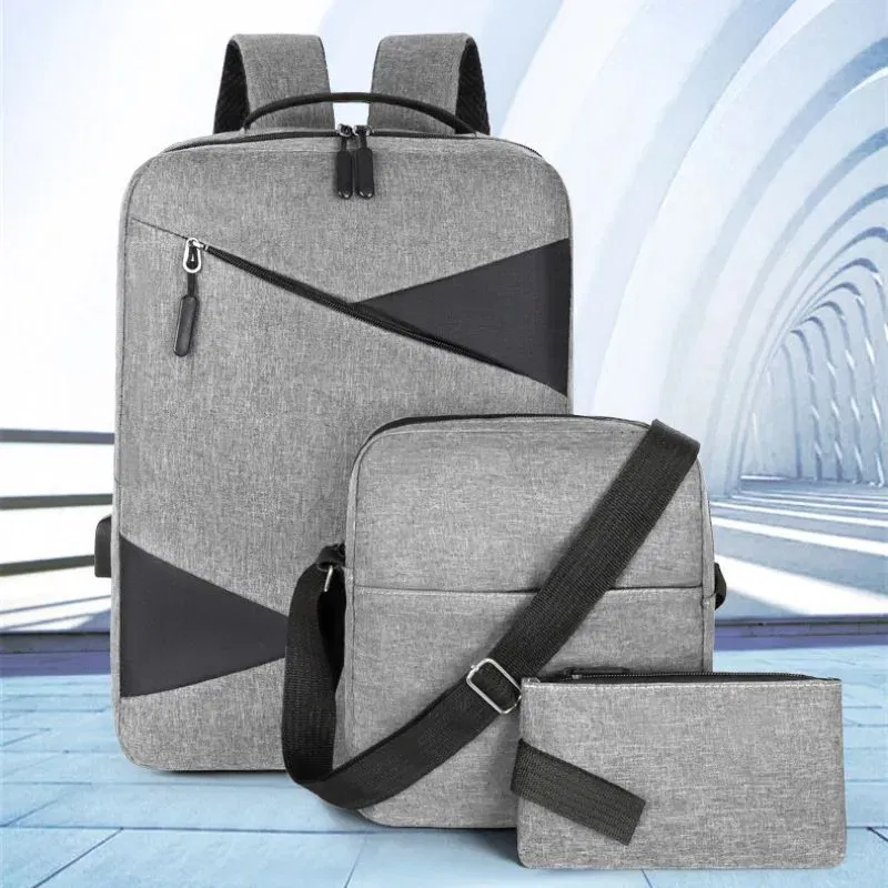 Set Trio Rucsac Laptop cu USB Gri [4]