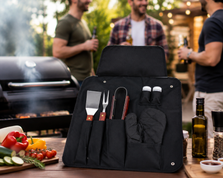 Cele mai noi - Set ustensile gratar BBQ 7 piese cu husa textila