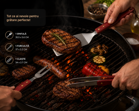 Set ustensile gratar BBQ 7 piese cu husa textila [2]