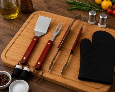 Set ustensile gratar BBQ 7 piese cu husa textila [4]