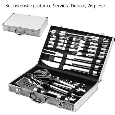 Set ustensile gratar cu Servieta eleganta, 26 piese [0]
