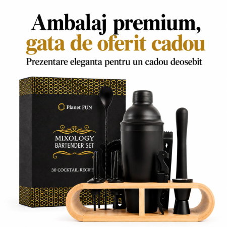 Shaker bar cu 11 accesorii 750ml Negru [5]