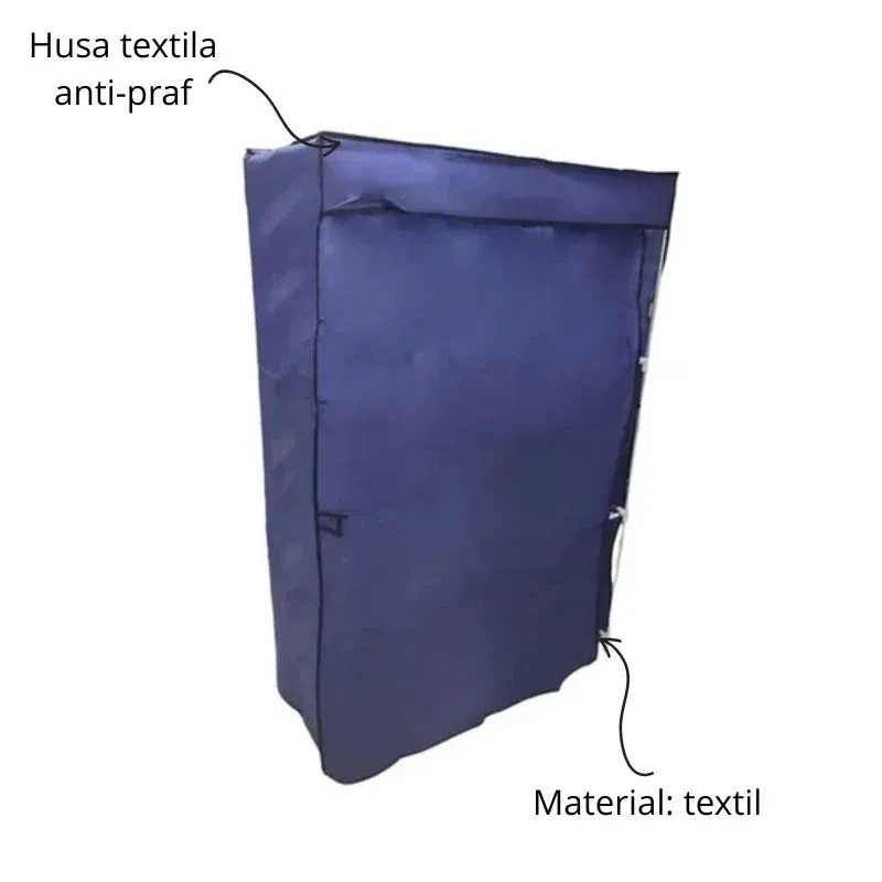 Sifonier textil pliabil cu bara si rafturi [4]