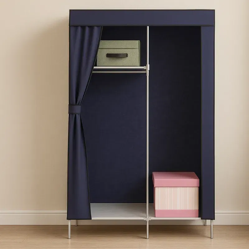 Sifonier textil pliabil cu bara si rafturi [1]