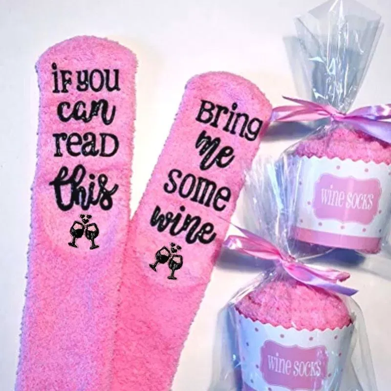 Sosete amuzante Bring Me Wine Briose roz [7]