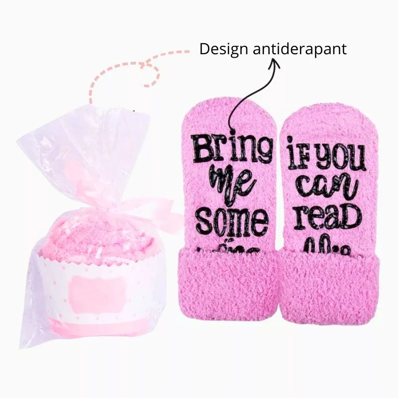 Sosete amuzante Bring Me Wine Briose roz [10]