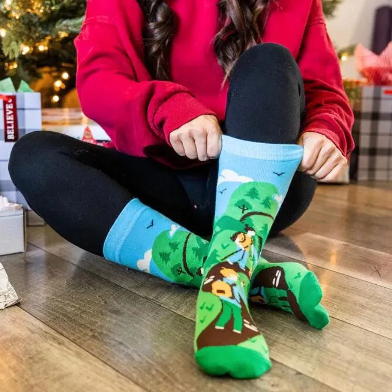 Cadouri pentru Iubita - Sosete amuzante cu chef de duca I'd rather be hiking