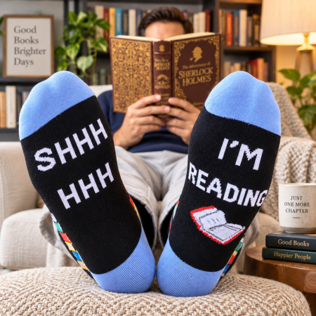 Cadouri Majorat - Sosete amuzante de lectura Shhhh I'm reading, Marime 40-44