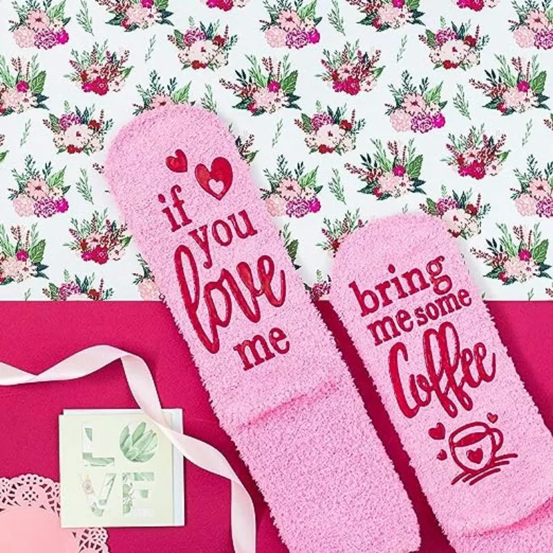 Sosete amuzante If you love me Bring Me Coffee Briose roz [4]