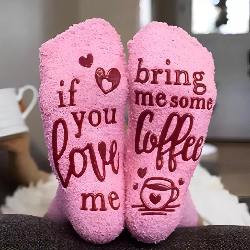 Sosete amuzante If you love me Bring Me Coffee Briose roz [3]